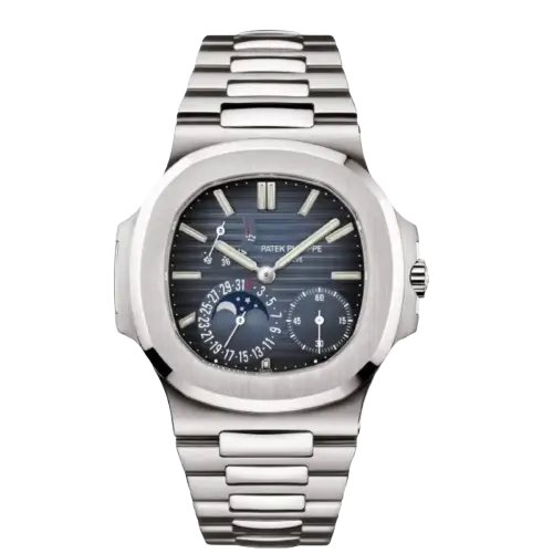 ساعة باتيك فيليب نوتيلوس 5740/1G تقويم دائم، علبة فولاذية، ميناء أزرق بثلاثة عدادات، سوار مدمج، 40 ملم.