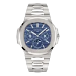 ساعة باتيك فيليب نوتيلوس 5740/1G تقويم دائم، علبة فولاذية، ميناء أزرق بثلاثة عدادات، سوار مدمج، 40 ملم.
