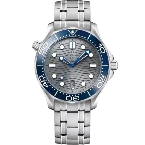 Omega Seamaster Master Chronometer watch, Stainless Steel case, Grey Dial with line pattern, Integrated Silver Stainless Steel Bracelet, 41-43mm. Omega Seamaster Master Chronometer watch, Stainless Steel case, Grey Dial with line pattern, Integrated Silver Stainless Steel Bracelet, 41-43mm.