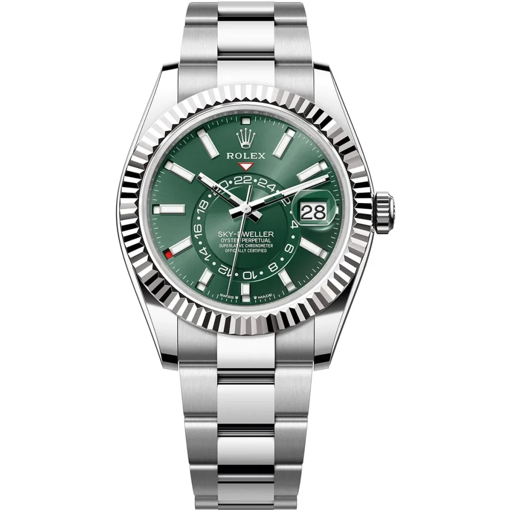 Rolex Sky-Dweller for Men - 336934, Green Dial, Silver Metal Strap