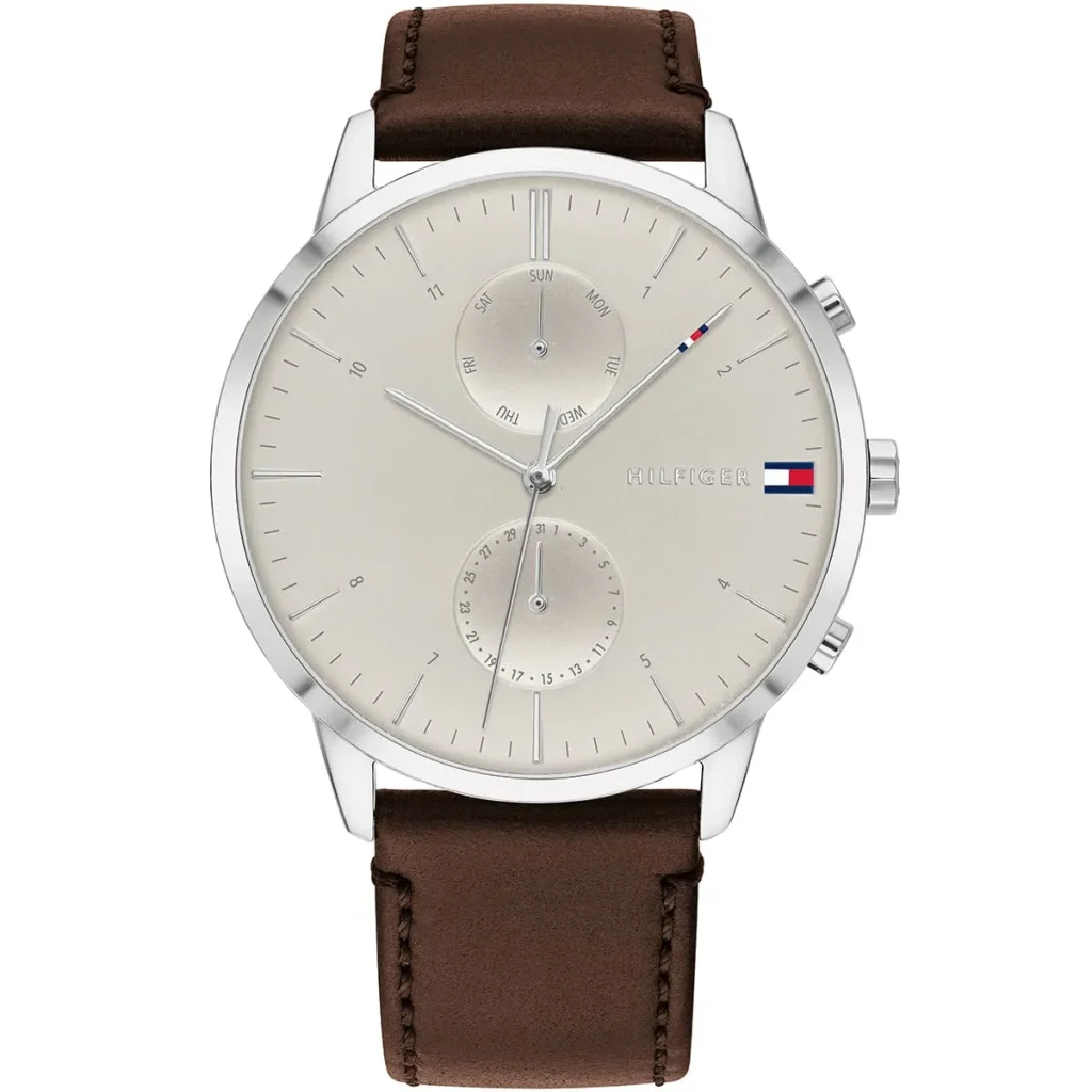 Tommy Hilfiger Watch 1710404 - Grey Dial & Brown Leather Strap | Aurenzo