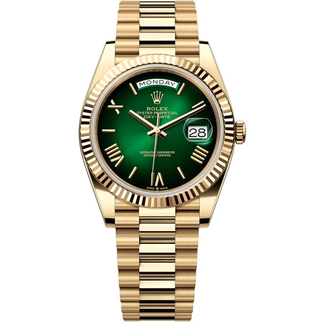 Rolex Day-Date for Men 228238 - With Green Dial, Gold-colored Metal Bracelet