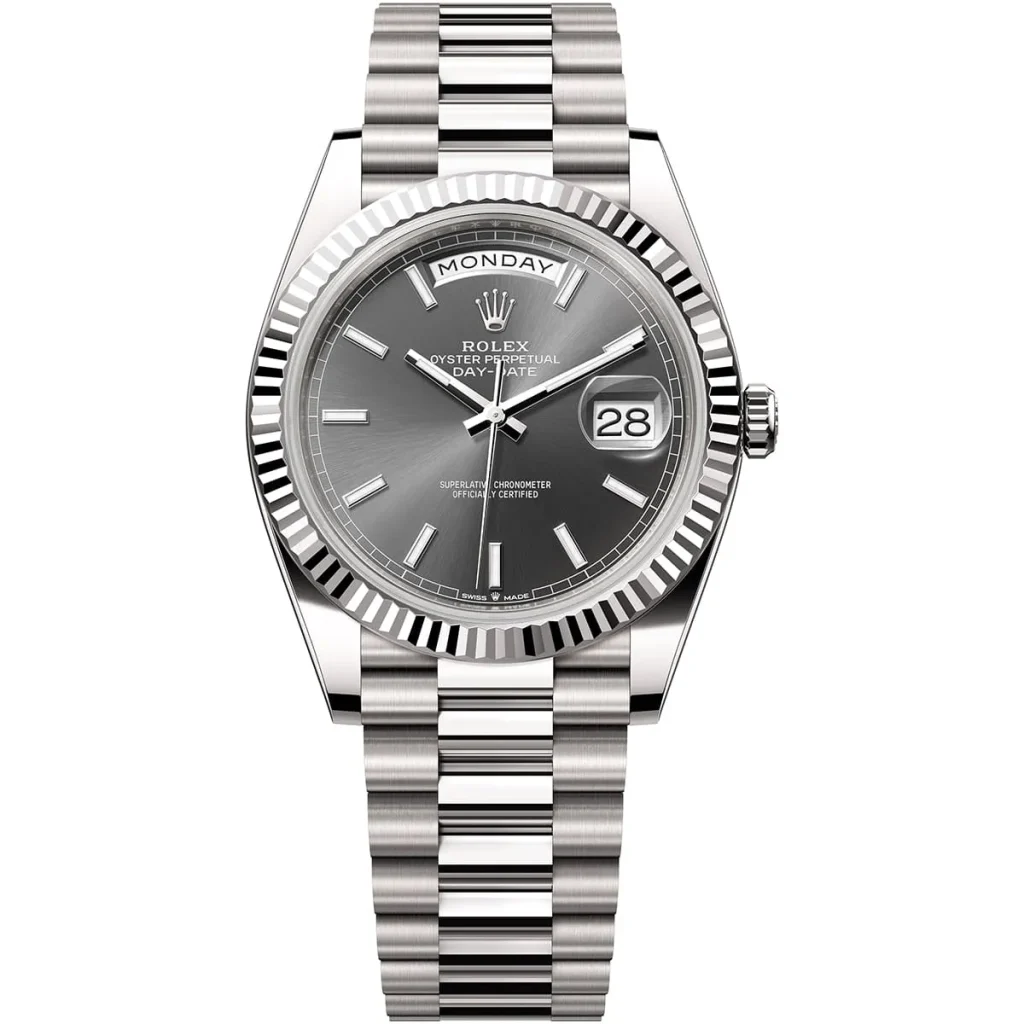 Rolex Day-Date for Men 228239 with Gray Dial & Silver Metal Belt