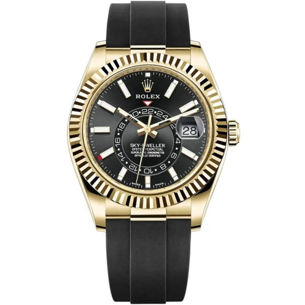 Rolex Sky-Dweller for Men - 326238, Black Dial, Black Rubber Strap