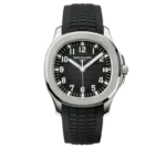 Patek Philippe Aquanaut 5167A Steel watch, Rounded octagonal case, Black dial with grid pattern, Black Tropical rubber strap, 40mm.