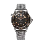 Omega Seamaster Diver 300M watch, Stainless Steel case, Black diving bezel, Black Dial with luminous markers, Steel Mesh Bracelet, 42mm.
