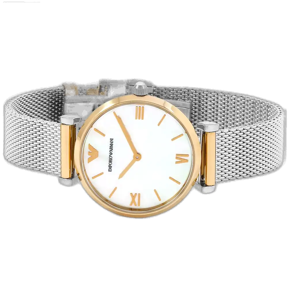 Emporio Armani Watch AR2067 Gianni T-Bar - White Dial & Silver Strap ...