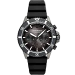 Emporio Armani Diver AR11515 men's chronograph watch with a gray dial and a black rubber strap.