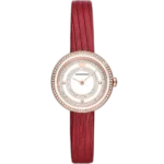 Emporio Armani AR11532 women's watch with a white dial and a red leather strap.