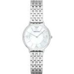 Emporio Armani Kappa AR2507 women's watch with a white dial and a silver-toned stainless steel strap.