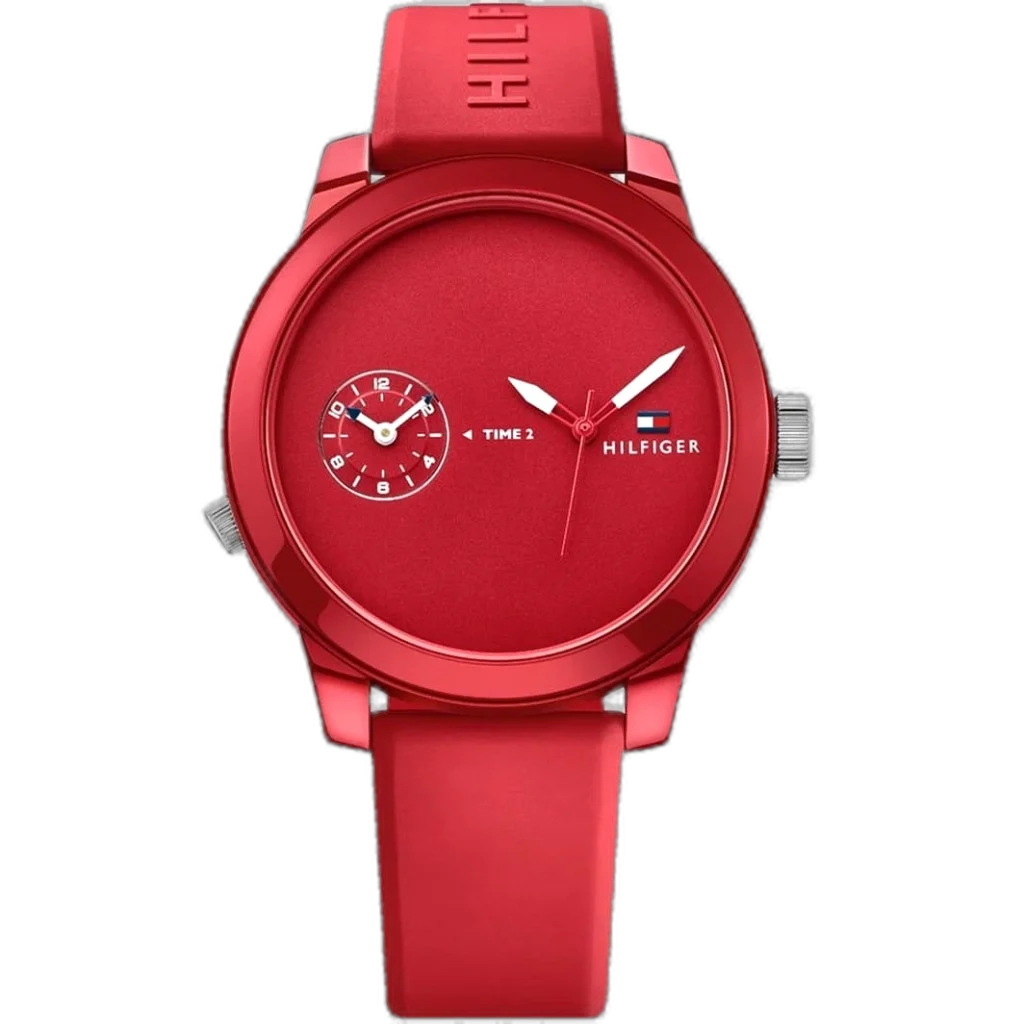 Tommy Hilfiger Watch Denim For Men - 1791323, With Red Dial