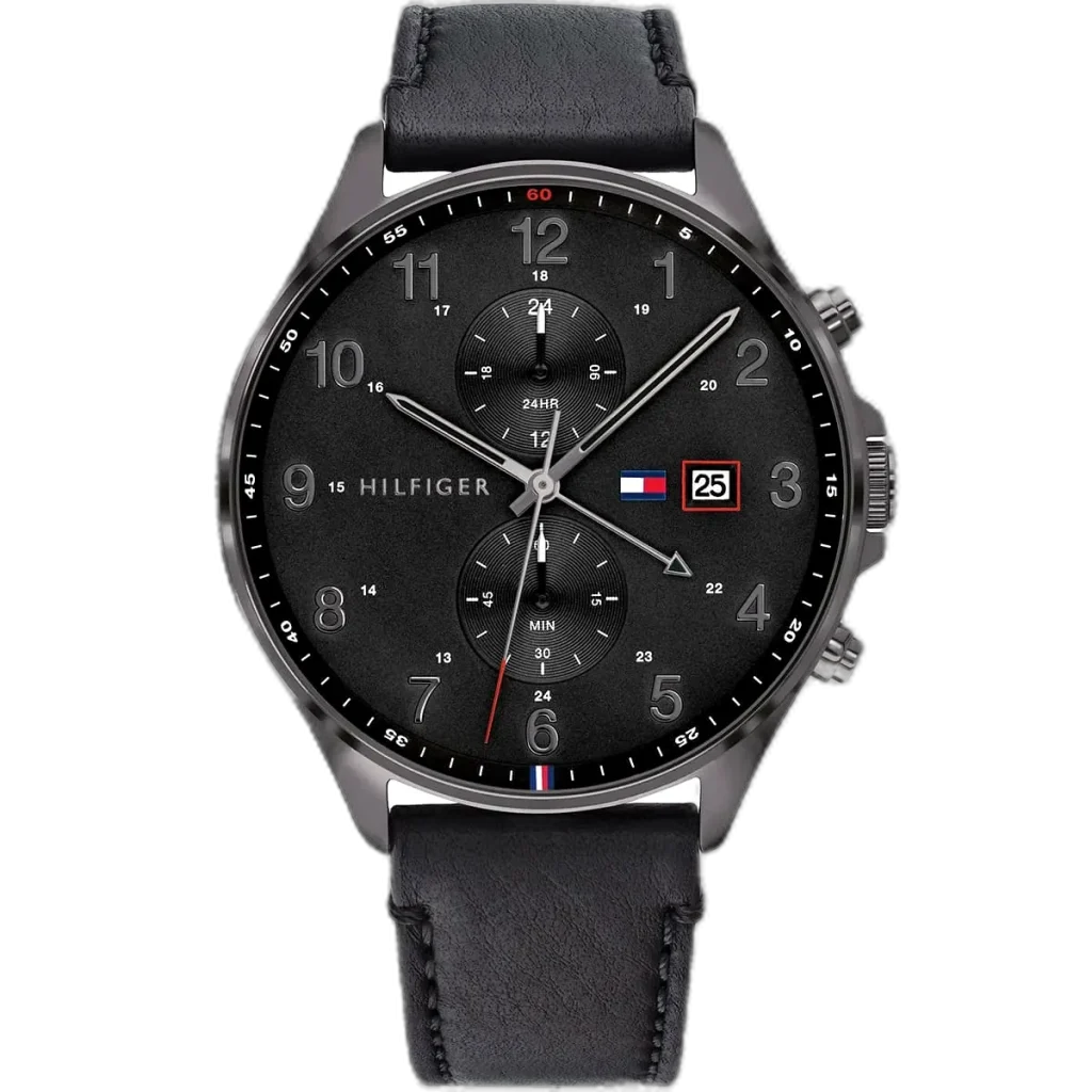 Embrace timeless style with this original Tommy Hilfiger watch. This authentic timepiece, reference 1791711 (West model), features a sophisticated black dial and a classic black genuine leather strap.