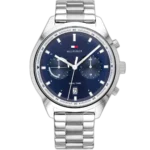 Embrace timeless style with this original Tommy Hilfiger watch. This authentic timepiece, reference 1791725 (Bennett model), features a vibrant blue dial and a classic silver-toned stainless steel strap.