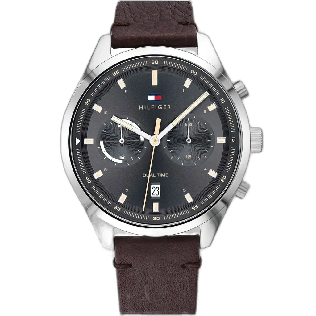 Embrace timeless style with this original Tommy Hilfiger watch. This authentic timepiece, reference 1791729 (Bennett model), features a sophisticated gray dial and a classic brown genuine leather strap.