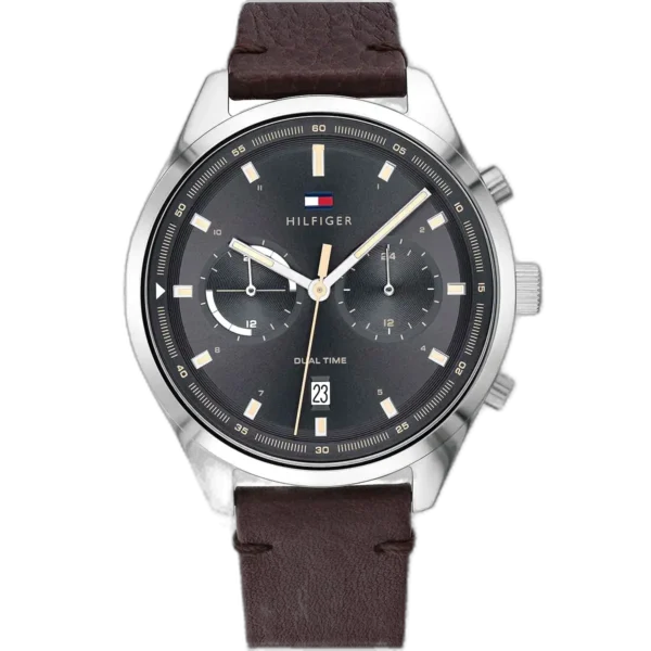 Embrace timeless style with this original Tommy Hilfiger watch. This authentic timepiece, reference 1791729 (Bennett model), features a sophisticated gray dial and a classic brown genuine leather strap.