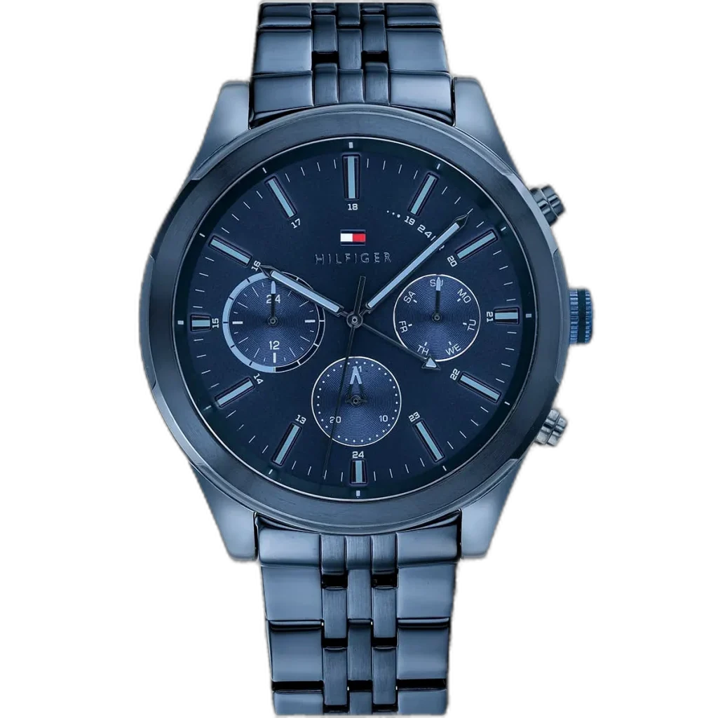 Make a bold statement with this original Tommy Hilfiger watch. This authentic timepiece, reference 1791739 (Ashton model), features a minimalist blue dial and a matching blue-toned stainless steel strap.