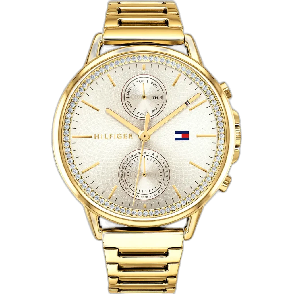 Tommy Hilfiger Watch Carly For Women - 1781916, With Silver Dial and Gold Bracelet