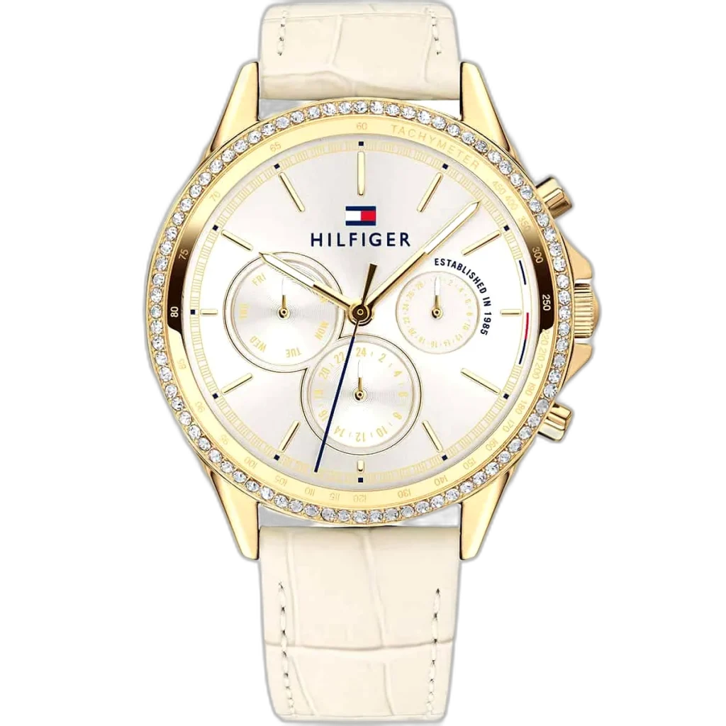 Tommy Hilfiger Watch Ari For Women - 1781982, With White Dial and Beige Leather Strap