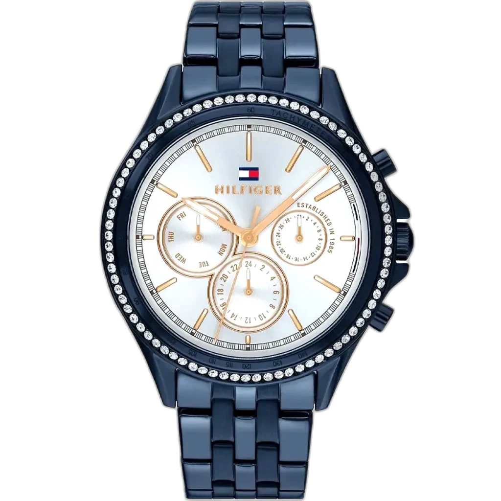 Tommy Hilfiger Watch Ari For Women - 1782003, With Silver Dial and Blue Stainless Steel Bracelet