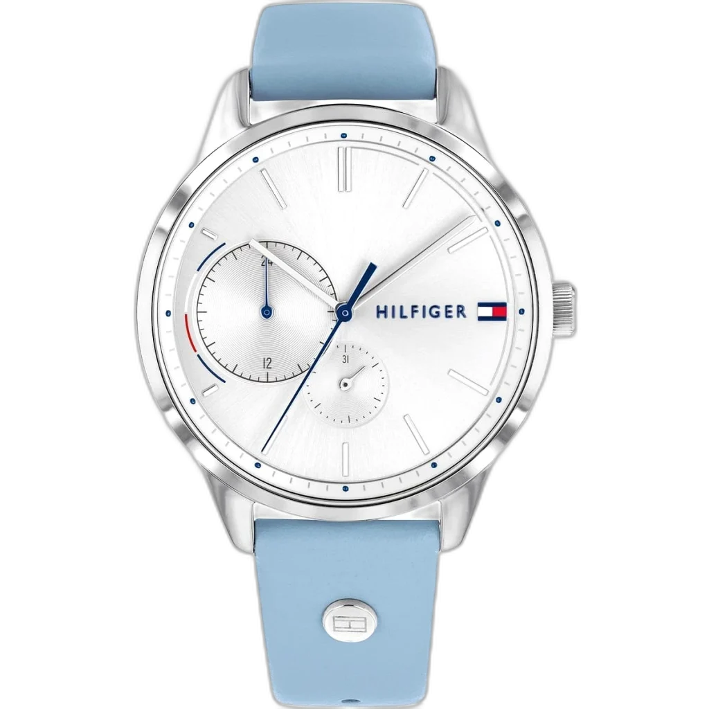 Tommy Hilfiger Watch Brooke For Women - 1782023, With Silver Dial and Blue Leather Strap