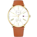 Tommy Hilfiger Watch Jenna For Women - 1782073, With White Dial and Brown Leather Strap