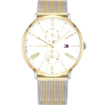 Tommy Hilfiger Watch Jenna For Women - 1782074, With White Dial and Silver/Gold Stainless Steel Bracelet