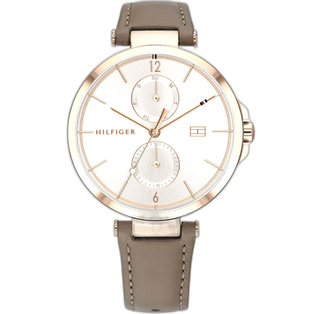 Tommy Hilfiger Watch Angela For Women - 1782125, With Silver Dial and Brown Leather Strap