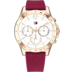 Tommy Hilfiger Watch Haven For Women - 1782200, With Burgundy Dial and White Silicone Strap