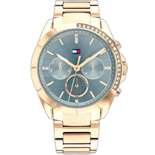 Tommy Hilfiger Watch Kennedy For Women - 1782386, With Blue Dial and Rose Gold Stainless Steel Bracelet