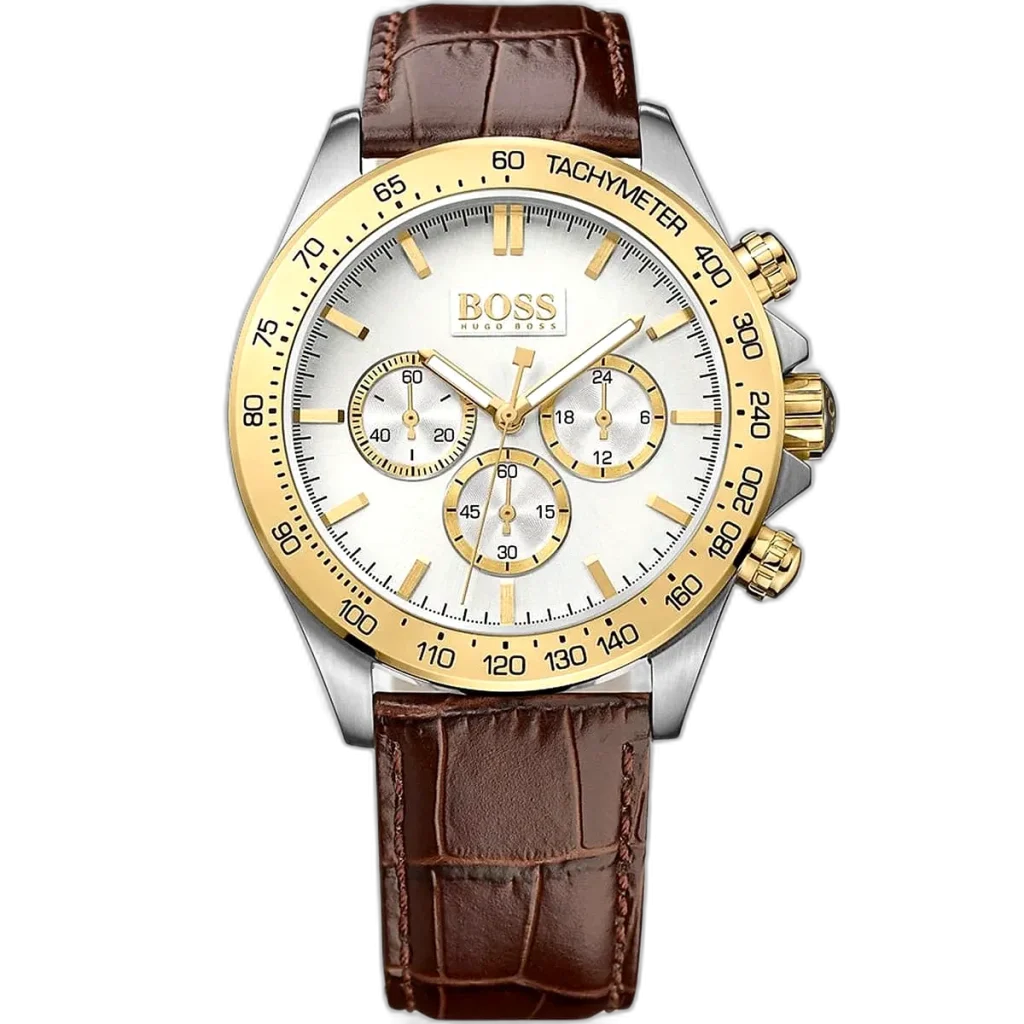 Hugo Boss Ikon 1513174 Watch with Silver Dial and Brown Genuine Leather Strap