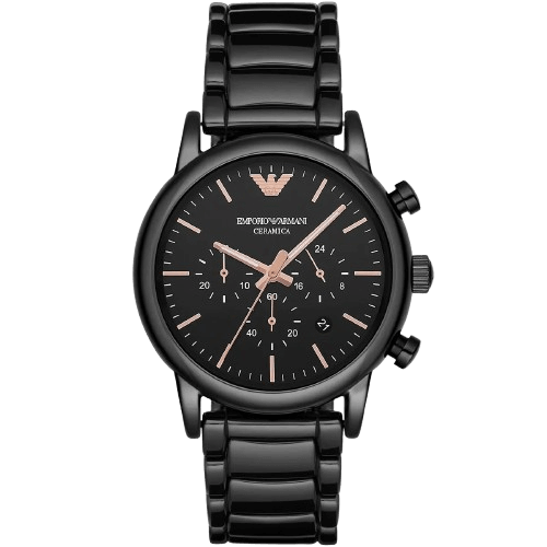 Emporio Armani AR1509 Luigi Chronograph Watch with Black Dial and Black Ceramic Bracelet