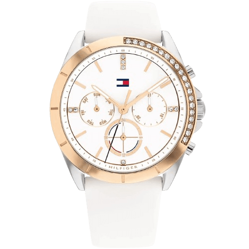 Tommy Hilfiger Watch Kennedy For Women - 1782388, With White Dial and White Silicone Strap