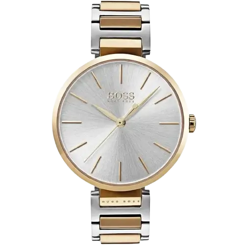 Hugo Boss Allusion 1502417 women's watch, with silver dial and a silver and gold two-tone stainless steel bracelet.