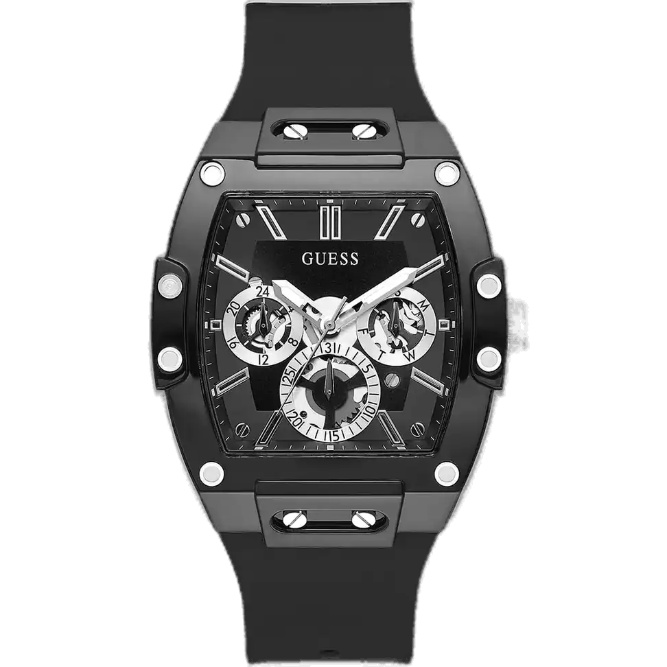 ساعة جيس فينيكس GW0203G3 للرجال، بمينا سوداء واستيك سيليكون أسود.