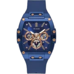 Guess Phoenix GW0203G7 watch for men, with a blue dial and a blue silicone strap.