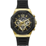 Guess Momentum GW0263G1 watch for men, with a black dial and a black silicone strap.