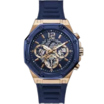 Guess Momentum GW0263G2 watch for men, with a blue dial and a blue silicone strap.