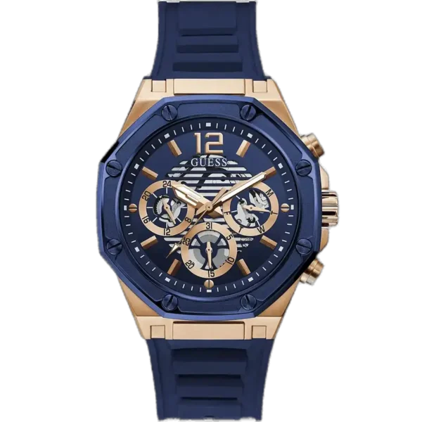 Guess Momentum GW0263G2 watch for men, with a blue dial and a blue silicone strap.