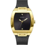 Guess Phoenix GW0386G3 watch for men, with a black dial and a black leather strap (Matte Finish).