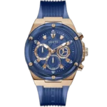 Guess Poseidon GW0425G3 watch for men, with a blue dial, blue case, and a blue polyurethane strap.