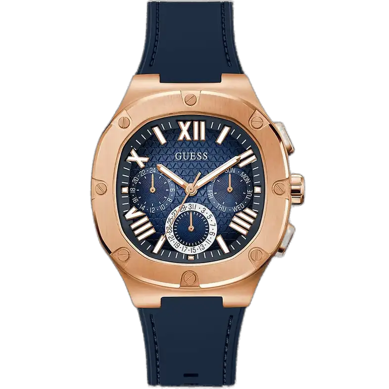 ساعة جيس هيد لاين GW0571G2 متعددة الوظائف للرجال، بمينا كحلية وهيكل كحلي واستيك سيليكون كحلي.