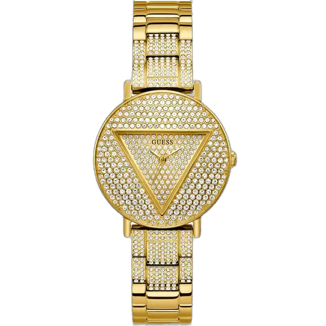 ساعة جيس تريند GW0512L2 حريمي باللون الذهبي، مزينة بالكامل بفصوص الكريستال.