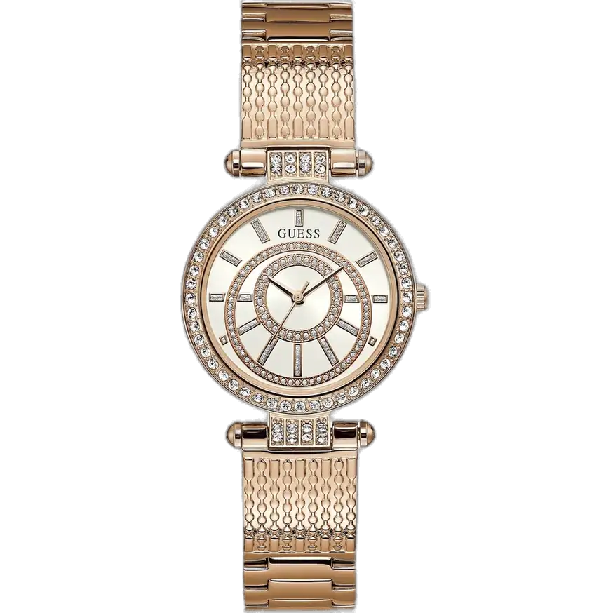 Guess W1008L3 Muse women's watch white dial rose gold stainless steel bracelet Egypt authentic