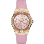 Guess W1053L3 Limelight women’s watch pink dial pink silicone rose gold crystal bezel Egypt