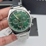 Hugo Boss Pioneer Chronograph Watch For Men - 1513868, With Green Dial - Image 8