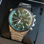 Hugo Boss Globetrotter Chronograph Watch For Men - 1513930, With Green and Black Dial - Image 7