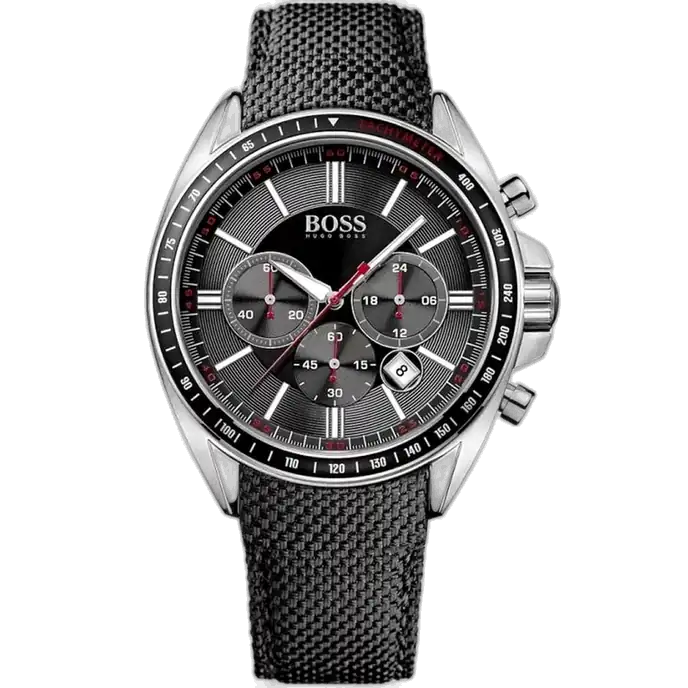 Hugo Boss Driver 1513087 Chronograph Men's Watch, Dark Grey Dial, Black Synthetic/Nylon Strap.