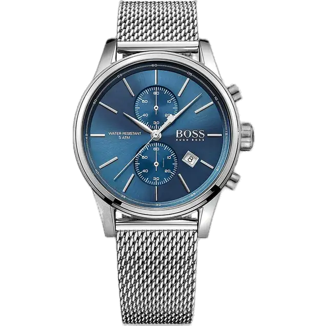 Hugo Boss Jet 1513441 Men's Chronograph Watch with Blue Dial and Silver Stainless Steel Strap.