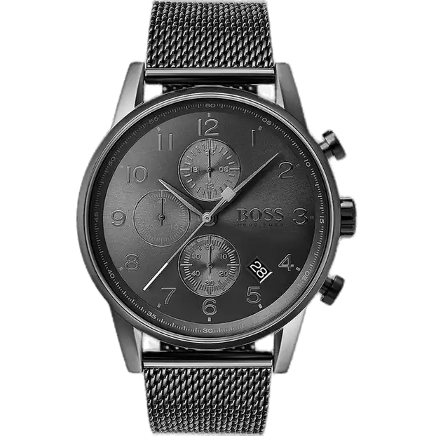 Hugo Boss Navigator 1513674 Chronograph Men's Watch, with Gray Dial and Gray PVD Stainless Steel Band.