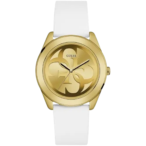 ساعة جيس W0911L7 نسائية مينا ذهبي سوار سيليكون أبيض مصر أصلية